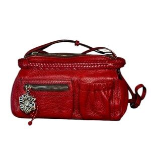 Brighton Red Croc Pebbled Leather Crossbody